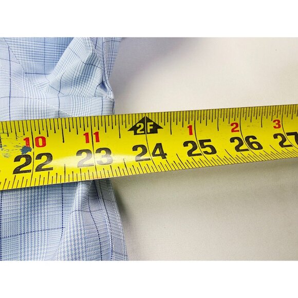 Jos. A. Bank Traditional Fit Sz 16-35 Mens Blue Check Traveler Button Down Shirt - Picture 2 of 8